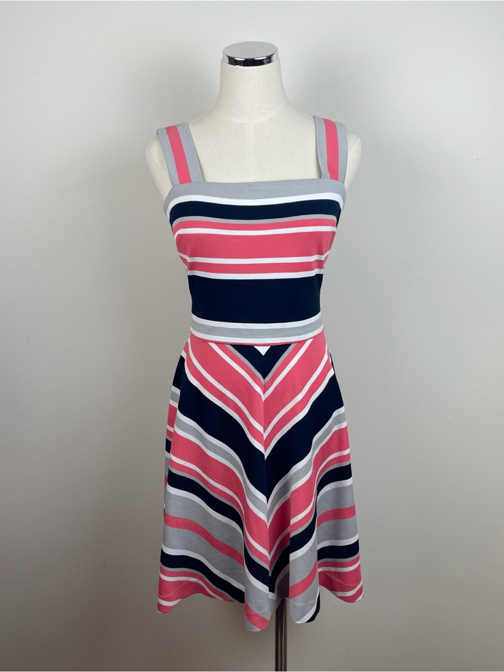 Banana Republic Milly Pink Black White Stripe Dress Women Size 4